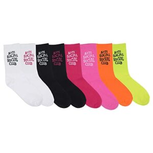 5/8 pairs unisex anti social anti club letter slogan crew socks, stylish hip hop graffiti street socks for teens (value pack d-8 pairs,unisex adult,unisex,adult,us,alpha,medium,regular,regular)