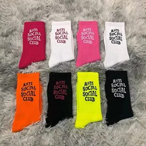 5/8 Pairs Unisex ANTI SOCIAL ANTI CLUB Letter Slogan Crew Socks, Stylish Hip Hop Graffiti Street Socks for Teens (Value Pack D-8 Pairs,Unisex Adult,Unisex,Adult,US,Alpha,Medium,Regular,Regular)