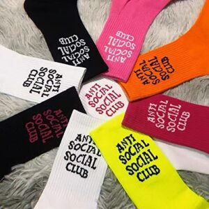 5/8 Pairs Unisex ANTI SOCIAL ANTI CLUB Letter Slogan Crew Socks, Stylish Hip Hop Graffiti Street Socks for Teens (Value Pack D-8 Pairs,Unisex Adult,Unisex,Adult,US,Alpha,Medium,Regular,Regular)