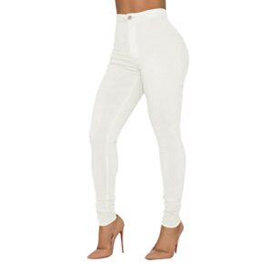 joriou women's high waisted skinny jeans colored stretchy pants denim jeggings white l