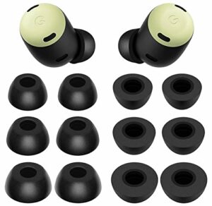 memory foam tips compatible with pixel buds pro ear tips eartips, 6 pairs no silicone pain noise reduce comfortable fit in case earplug compatible with google pixel buds pro - s/m/l black