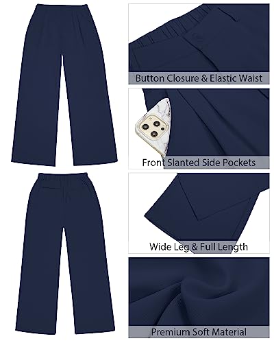 GRAPENT Bell Bottom Pants Office Outfits for Women Professional Outfits for Women for Work Womens Work Slacks Wide Leg Pants for Women Color Navy Blue Size Medium Size 8 Size 10