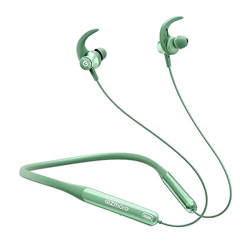 GIZMORE Giz Mn227 Bang Bluetooth Wireless 5.2 in Ear Neckband, Up to 40 Hrs Playtime, Dual Pairing, Touch Controls, Magnetic Smart Buds, Fast Caharge Neckband (Green)