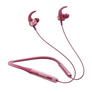 gizmore giz mn227 bang bluetooth wireless 5.2 in ear neckband, up to 40 hrs playtime, dual pairing, touch controls, magnetic smart buds, fast caharge neckband (pink)