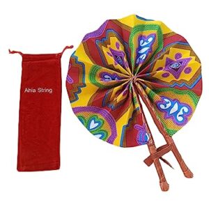 African Fabric Folding Fan: Church, Ankara, Multicolor, kente, Leather, Wedding, Sports, and Pouch Included