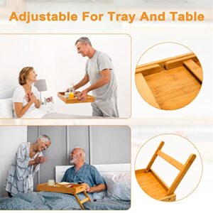 Bellsal Small Bed Tray Table with Folding Legs for Eating Serving Tray with Handles Food Tray Tables Comes with Phone Holder Portable Snack Platter for Bedroom Hospital Picnic