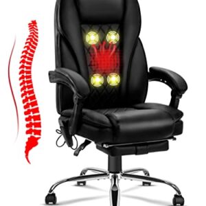 NOBLEMOOD Heated Massage Office Chair Ergonomic High Back Reclining Computer Chair Height Adjustable Swivel Executive Desk Chairs with Footrest and Lumbar Pillow (Black)