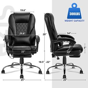 NOBLEMOOD Heated Massage Office Chair Ergonomic High Back Reclining Computer Chair Height Adjustable Swivel Executive Desk Chairs with Footrest and Lumbar Pillow (Black)