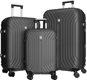 anyzip luggage sets expandable pc abs 3 piece set durable suitcase with spinner wheels tsa lock carry on 20 24 28 inch gray