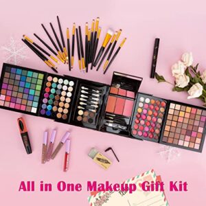 Makeup Kit for Women Full Kit-177 Color All in One Makeup Set Palette,Eyeshadow,Lipstick,Mascara,Eyeliner Stamp,Eyebrow Wax,Powder,Blusher,Concealer,Brushes Set,Makeup Gift Set for Women Girl Teen