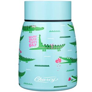 charcy 11 ounce kids thermos for hot food - soup thermos insulated food jar for hot & cold food - blue alligator