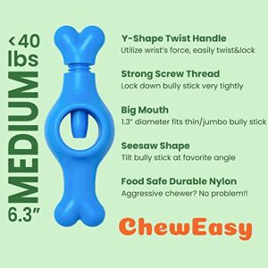 ChewEasy Interactive Bully Stick Holder for Dogs, Prevent Chocking Safety Device, Long Enough Screw to Lock, Seesaw Shape(Medium)