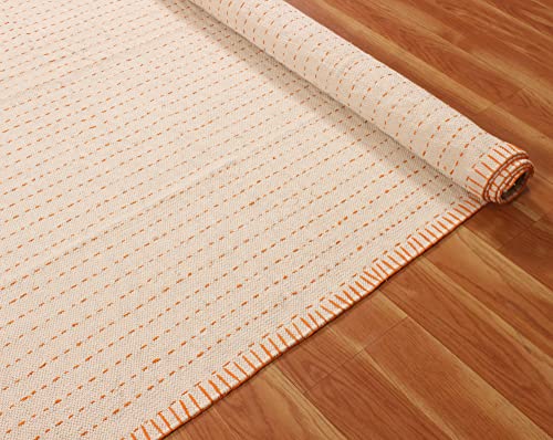 Casavani Upgraded Boho Bathroom Rug 100% Woven Geometric Rug for Bedroom White and Black Rug Bohemian Bath Mat, Kitchen Rug Washable Cotton Throw Rug Tassel Rug for Living Room 4x10 Feet Runner