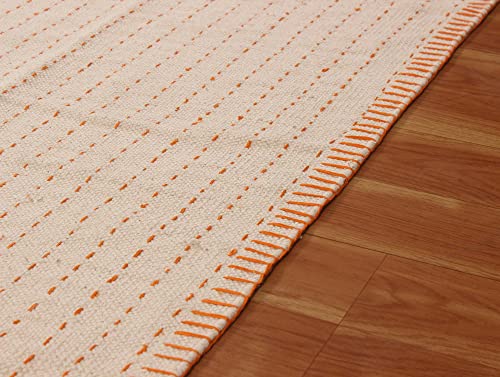 Casavani Upgraded Boho Bathroom Rug 100% Woven Geometric Rug for Bedroom White and Black Rug Bohemian Bath Mat, Kitchen Rug Washable Cotton Throw Rug Tassel Rug for Living Room 4x10 Feet Runner