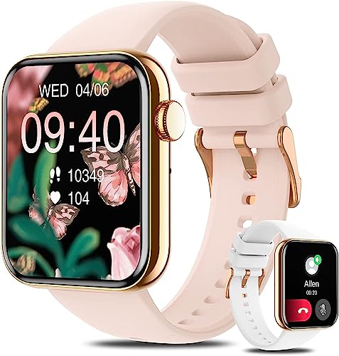 Betatree Smart Watch for iPhone Android, Smart Watches for Women(Call Receive/Dial), 1.85" Waterproof Fitness Tracker with AI Voice Control Heart Rate Sleep Monitor SpO2 Pedometer 20 Sport Modes, Pink