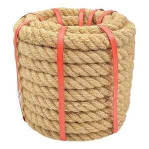 natural hemp rope (1 in x 50 ft) twisted manila rope thick jute rope for crafts, porch swing rope, hemp rope for decor, railing, docks, landscaping