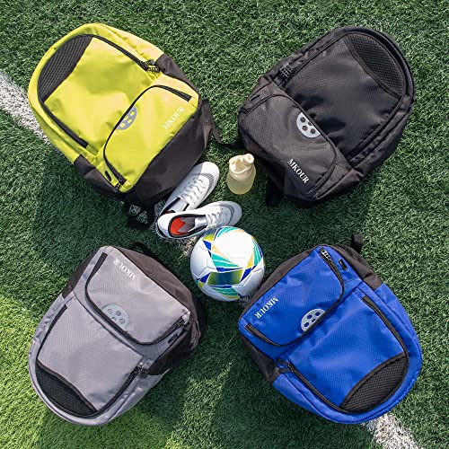 Mkour Soccer Bag, Soccer Backpack for Football Basketball Volleyball, Boys Girls Soccer Bags with Ball Compartment and Ball Holder (Grey)