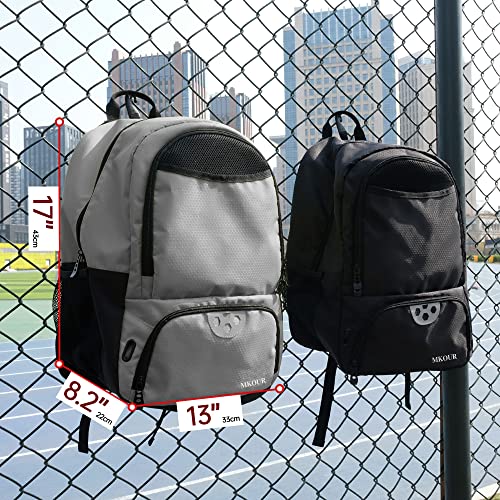 Mkour Soccer Bag, Soccer Backpack for Football Basketball Volleyball, Boys Girls Soccer Bags with Ball Compartment and Ball Holder (Grey)