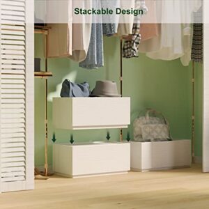 woodtalks Stackable 1 Drawer Dresser, Multi-Purpose Storage Closet Cube Dressers for Bedroom, Storage Cabinet for Entryway, Nightstand Sofa Beside Table Drawer Chest, 23.6 in, White Oak