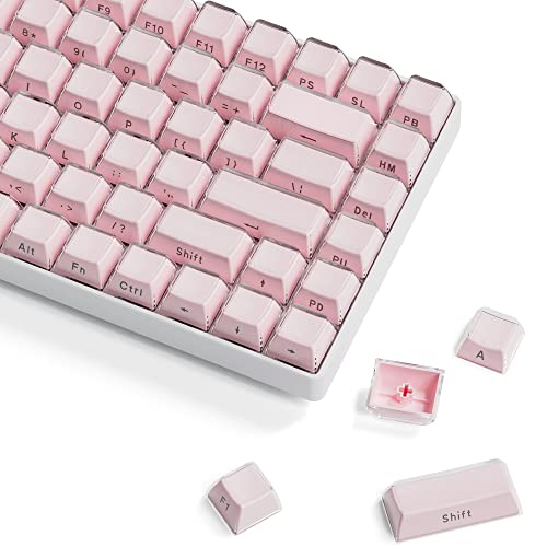 XVX Keycaps - Crystal Jelly Keycaps, Custom Keycaps 113 Keys, Side Printed Keyboard Keycaps OEM Profile Pink Keycaps for 61/68/84/87/98/100 Cherry Gateron MX Mechanical Keyboard