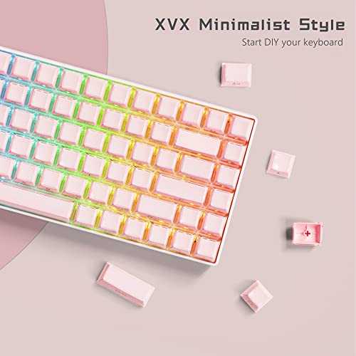 XVX Keycaps - Crystal Jelly Keycaps, Custom Keycaps 113 Keys, Side Printed Keyboard Keycaps OEM Profile Pink Keycaps for 61/68/84/87/98/100 Cherry Gateron MX Mechanical Keyboard