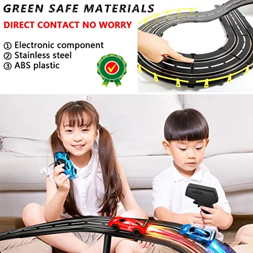 Slot Car Race Car Track Sets, 5m Electric RC Racing Tracks, 4 1:43 Slot Cars and 2 Electric Controllers Set, Gift Toys for Children Age 6-12