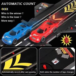 Slot Car Race Car Track Sets, 5m Electric RC Racing Tracks, 4 1:43 Slot Cars and 2 Electric Controllers Set, Gift Toys for Children Age 6-12