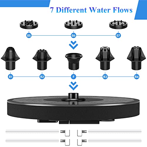 GOLDFLOWER Solar Fountain, Floating Solar Powered Water Fountain Pump for Bird Bath, Garden, Pond, Pool, Outdoor (2.5W)