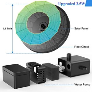 GOLDFLOWER Solar Fountain, Floating Solar Powered Water Fountain Pump for Bird Bath, Garden, Pond, Pool, Outdoor (2.5W)