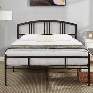 vecelo full bed frame with headboard and footboard, 14 inch metal platform mattress foundation, sturdy premium steel slat/no box spring needed