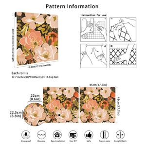 Floralplus Boho Peel and Stick Wallpaper Floral Removable Wallpaper Peel and Stick Boho Stick On Wallpaper Renter Friendly Wallpape for Bedroom Bathroom Wallpaper 17.7 * 118in