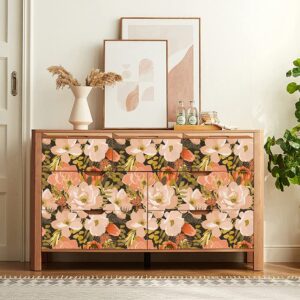 Floralplus Boho Peel and Stick Wallpaper Floral Removable Wallpaper Peel and Stick Boho Stick On Wallpaper Renter Friendly Wallpape for Bedroom Bathroom Wallpaper 17.7 * 118in