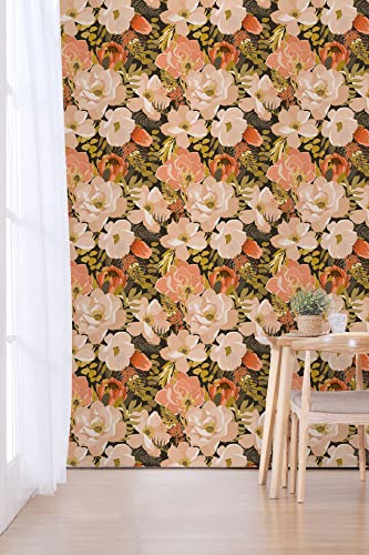 Floralplus Boho Peel and Stick Wallpaper Floral Removable Wallpaper Peel and Stick Boho Stick On Wallpaper Renter Friendly Wallpape for Bedroom Bathroom Wallpaper 17.7 * 118in