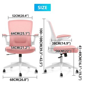 KERDOM Ergonomic Office Chair, Breathable Mesh Desk Chair, Lumbar Support Computer Chair with Wheels and Flip-up Arms, Swivel Task Chair BIFMA Passed, Adjustable Height Home Gaming Chair