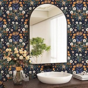 Floralplus Peel and Stick Wallpaper Boho Removable Wallpaper Boho Wallpaper Peel and Stick Leaf Floral Wallpaper for Renter Wall Decor Vinyl Forest Wallpaper 118 * 17.7in