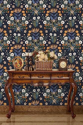 Floralplus Peel and Stick Wallpaper Boho Removable Wallpaper Boho Wallpaper Peel and Stick Leaf Floral Wallpaper for Renter Wall Decor Vinyl Forest Wallpaper 118 * 17.7in