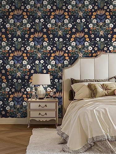 Floralplus Peel and Stick Wallpaper Boho Removable Wallpaper Boho Wallpaper Peel and Stick Leaf Floral Wallpaper for Renter Wall Decor Vinyl Forest Wallpaper 118 * 17.7in