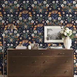 Floralplus Peel and Stick Wallpaper Boho Removable Wallpaper Boho Wallpaper Peel and Stick Leaf Floral Wallpaper for Renter Wall Decor Vinyl Forest Wallpaper 118 * 17.7in