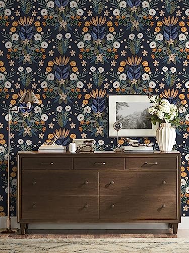 Floralplus Peel and Stick Wallpaper Boho Removable Wallpaper Boho Wallpaper Peel and Stick Leaf Floral Wallpaper for Renter Wall Decor Vinyl Forest Wallpaper 118 * 17.7in