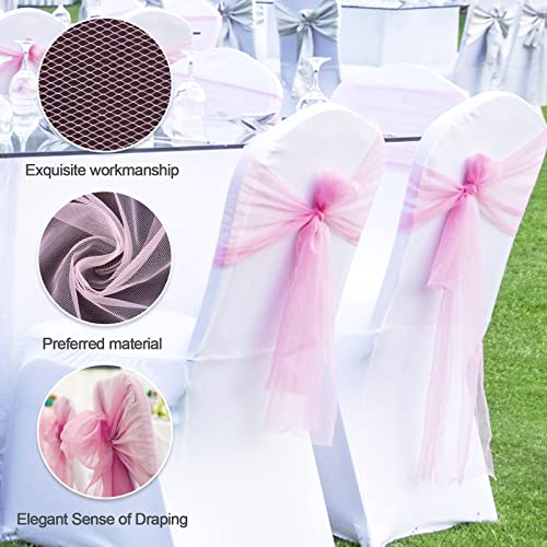 BIT.FLY 54" x 20 Yards Light Pink Tulle Fabric Rolls Bolt for Wedding Party Baby Shower Decor Tutu Spool Tulle Ribbon Wraping