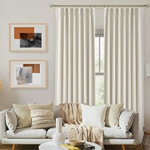 Vision Home Natural Pinch Pleated Full Blackout Curtains Linen Blended Room Darkening Window Curtains 84 inch for Living Room Bedroom Thermal Insulated Pinch Pleat Drapes with Hooks 2 Panel 40"Wx84"L