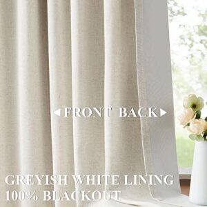 Vision Home Natural Pinch Pleated Full Blackout Curtains Linen Blended Room Darkening Window Curtains 84 inch for Living Room Bedroom Thermal Insulated Pinch Pleat Drapes with Hooks 2 Panel 40"Wx84"L