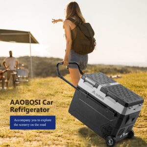 AAOBOSI 12 Volt Car Refrigerator-Portable Car Fridge Freezer Dual Zone APP Control,60 Quart (57L) -4℉-68℉ Electric Compressor Cooler 12/24V DC and 100-240V AC