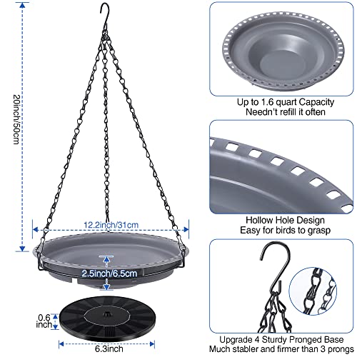 Bird Bath Bowl with Solar Fountain Pump, Solar Powered Water Fountain Combo Set with 4 Water Spray Types for Outdoor Garden Yard Patio Lawn (Hanging Style)