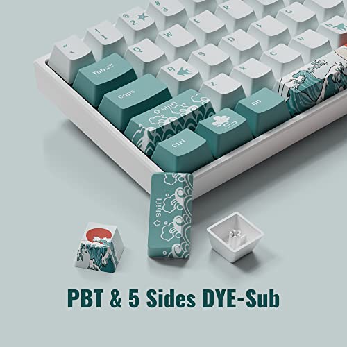 Keycaps 60 Percent - PBT Keycap Set, 71 Key Custom Keycaps for Mechanical Keyboards, OEM Profile, English (US) Layout - Coral Sea