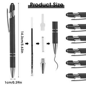 Cobee® Ballpoint Pen with Stylus Tip, 6 Pieces Retractable Ballpoint Pens, 1.0 mm Black Ink Soft Touch Responsive Click Metal Pens, 2 in 1 Stylus for Touch Screens, School Office Gift Supplies(Black)