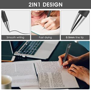 Cobee® Ballpoint Pen with Stylus Tip, 6 Pieces Retractable Ballpoint Pens, 1.0 mm Black Ink Soft Touch Responsive Click Metal Pens, 2 in 1 Stylus for Touch Screens, School Office Gift Supplies(Black)