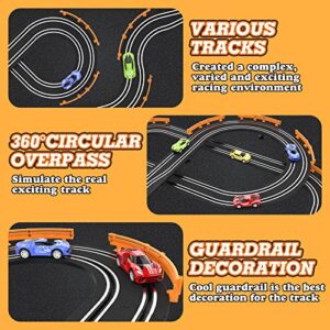 Slot Car Race Track Sets with 4 High-Speed Slot Cars, Battery or Electric Race Car Track for Boys and Kids, Dual Racing Game Lap Counter Circular Overpass Track, Gifts Toys for Boys Kids Age 6 7 8-12