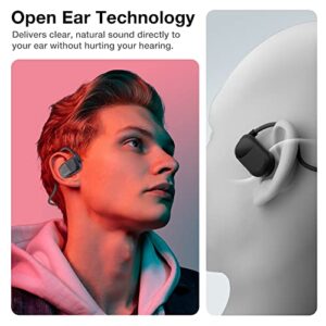 Purity Air Open Ear Headphones - True Air Conduction Wireless Bluetooth Open Ear Earbuds with Dual Mic for iPhone/Android - Secured Long Wearing Comfort, Sports Sweat Resistant (Black/Black)