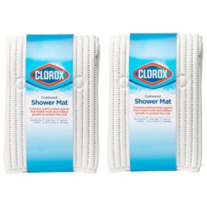 clorox by duck brand cushioned foam shower mat, non slip bathtub mat with suction cups, fits square shower stalls, 21' x 21", white, 2 pack
